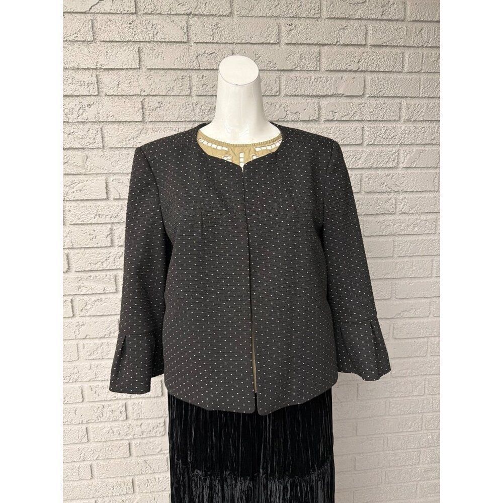 Nine West Women’s Polka Dot Open Front Textured Cropped Jacket Size 10